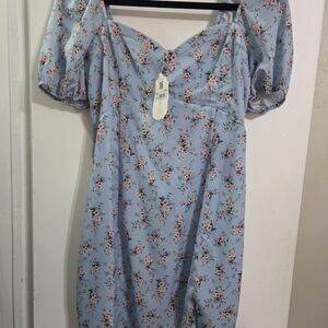 Altar'd State Light Blue Floral Mini Dress